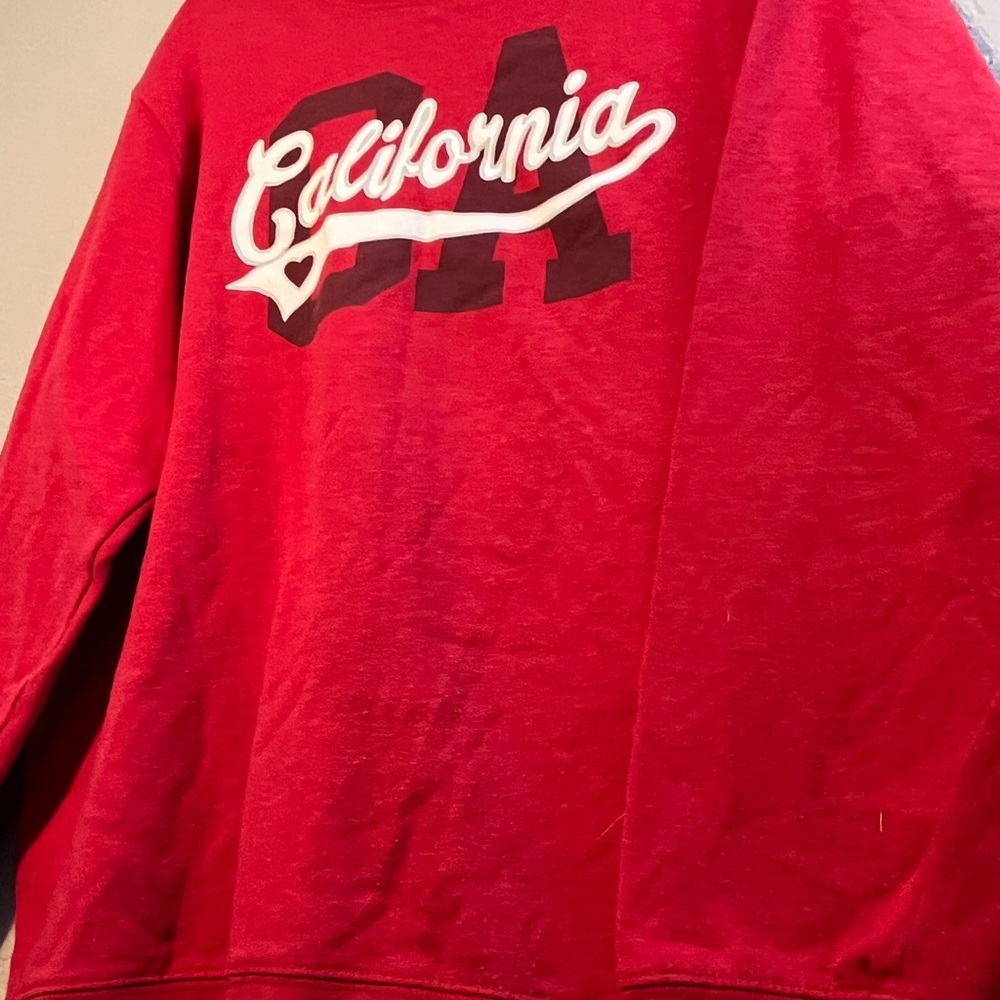 Y2K Blissliving Home Red California Crew Neck Sweater Embroidered CA SZ XL 2000s - Picture 3 of 9